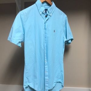 Baby blue Polo button down T-shirt.